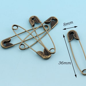 Antike Bronze Sicherheitsnadeln 100pcs 36 * 6mm charmante Sicherheitsnadeln Metall Pins Brosche Sicherheitsnadeln große Nähen Sicherheitsnadeln Versorgung