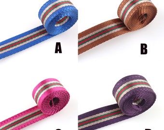 Milti Color Webbing 5 yards*25mm Stripe Webbing Nylon Belt Strap Webbing Bag strap Webbing Supply