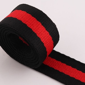 Red Stripe Webbing 5 yards*25mm Stripe Webbing Fabric belt Canvas Webbing Key Fobs Strap Webbing Bag strap Dog webbing Collar