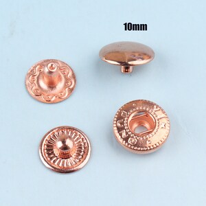 50 Sets 10mm Snap Fastener Rose Gold Snap Buttons Clothing Button Coat ...