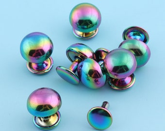 RAINBOW Rivets 50pcs 14*12mm Round Rivets/Studs Metal Button Double Head Rivets Purse Notions Studs for Bag/ Belt