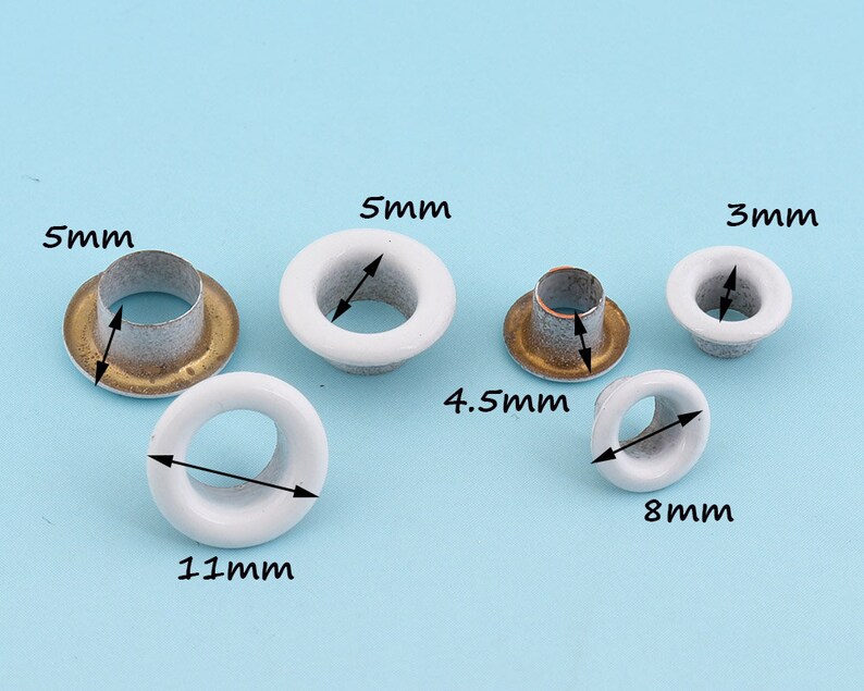 100pcs White Eyelets 8mm/11mm Round Grommet Eyelets Metal Etsy