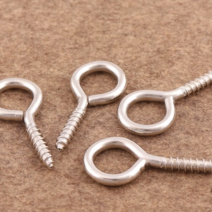 25pcs Screw Eye Hook for Pendants -3.5mm-Metal Screw Eye Pins Silver Tone Eye Screw Bails Jewellery Making