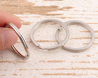 Flat Key Ring 20pcs 32mm Split Ring for Key Chain Silver O Ring Large Key Fob Ring Metal  Wholesale Key Ring Findings