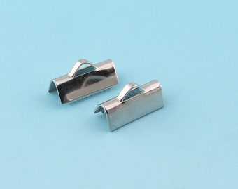Tapa del extremo de la cinta 50pcs 13mm plata cinta fin abrazaderas correas de sujetador cierre de cuero end crimps cierres cierres de cordón