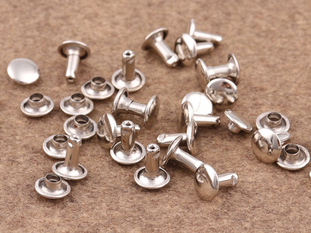 50sets Silver Rivets 10*8mm Metal Button Double Capped Rivets Double ...
