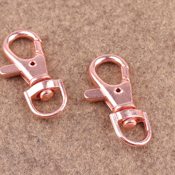 10pcs 38mm x 18mm Rose Gold  Spring Buckle Swivel Clasp Snap Hook Metal Lanyard Hook Lobster Clasps for  Bag, Tote, Purse