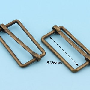 30mm Antique Bronze Adjuster Buckle Metal Dungaree Buckle Adjuster Slide Belt Buckle Webbing Connector Bag Hardware