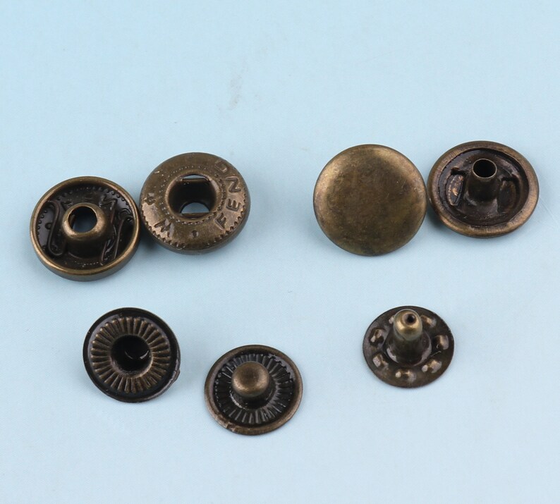 Snap Fastener 100 Sets 10mm Antique Bronze Snap Buttons Clothing Button ...