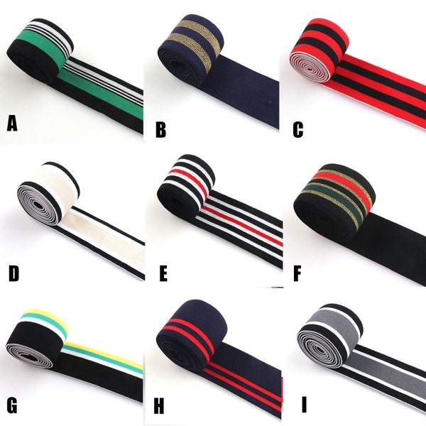1.5"(38mm) Soft Elastic Webbing strap Elastic band Colorful Striped Webbing Stretch Belt Stretchy Tape Garment Clothing Accessories