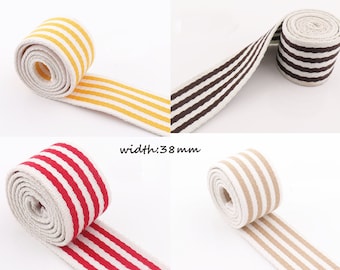 5yards 38mm Webbing Red Stripe Webbing Fabric belt Canvas Webbing Key Fobs Strap Webbing Purse Strap