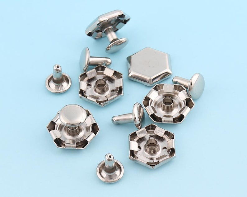 Silver Rivets Metal Button 20sets 15*10mmrectangle Cap Rivets Double ...