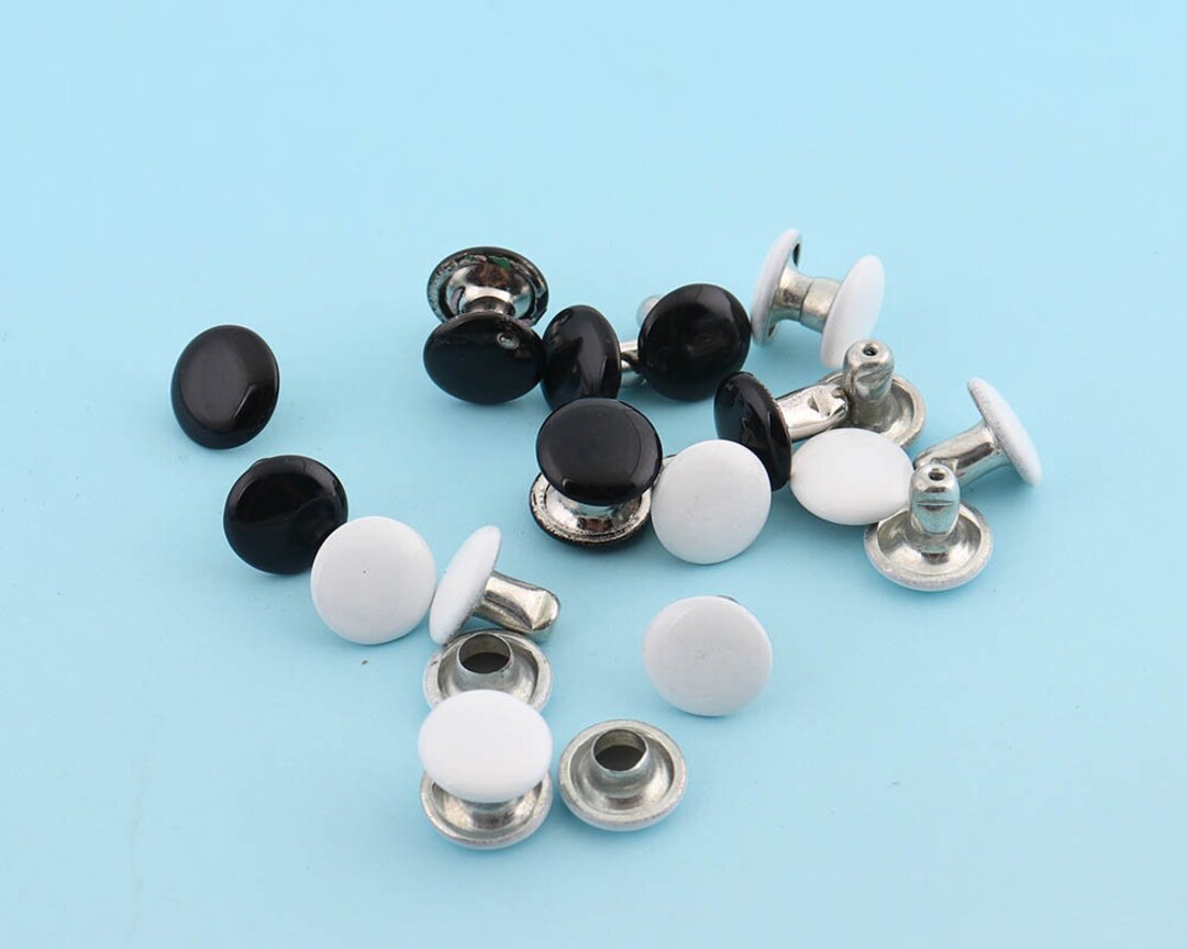 Black/white Rivets 100sets 8*7mm Metal Grommet Rivet Button Double ...