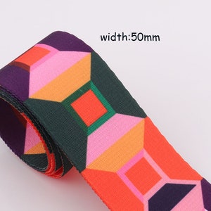Floral Webbing  2&quot; Soft Pattern Ribbon Stripe Ribbon Colorful Webbing belt Purse Strap Canvas Webbing Key Fobs Strap Webbing
