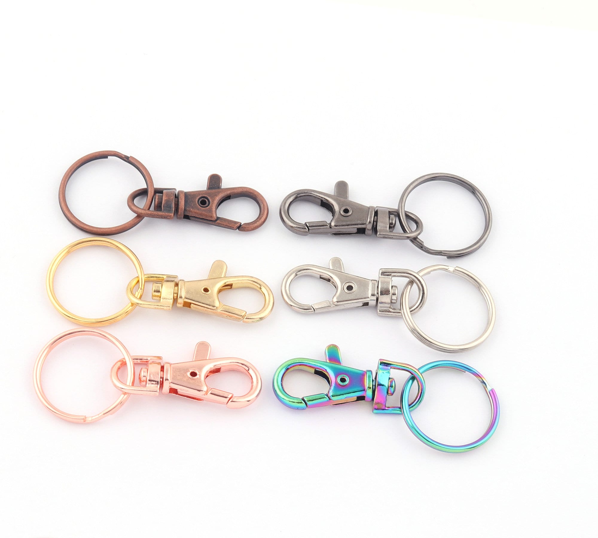 50 Moschettoni E Fermagli Per Gioielli Fai Da Te – 10 Forme Diverse – Stella, Cuore, Gatto, Luna – Metallo Colorato