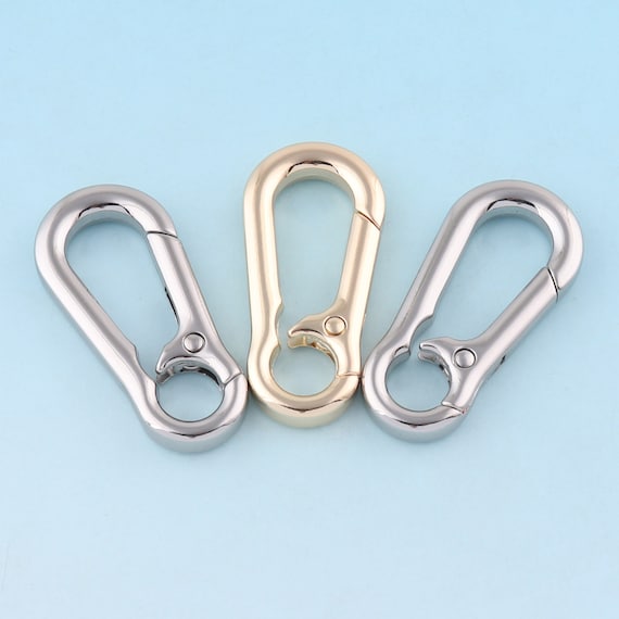 Push Gate Spring Hook Round Spring Clasp Double Rings Snap Hook Metal Clasp  for Leather and Fabric Handbag Strap 