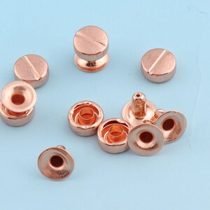 Double Caped Rivets 100pcs 7mm/8mm Rose gold Rivets Flat rivets Metal studs Double Head Rivets Purse Notions Studs for Bag/ Belt