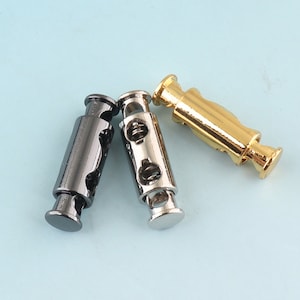 10pcs 4mm Metal Cords Toggle Cord Stopper Lock Cord Toggle Lock Rope Lock Buckle Purse Closures or Embellishment