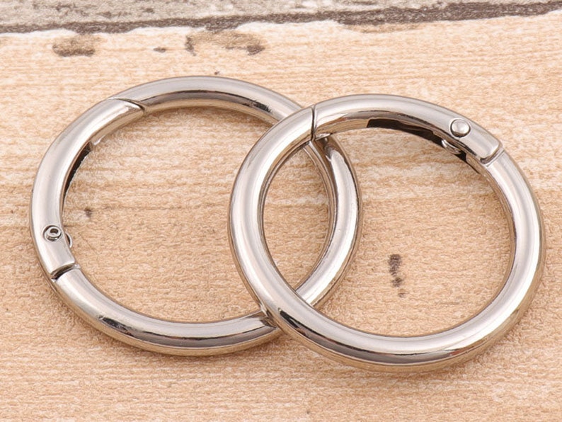Silver O ring Spring Hook Push Gate Snap Hook Key Chain Metal Clasp for Leather and Fabric Clasp Size with 32mm35mm