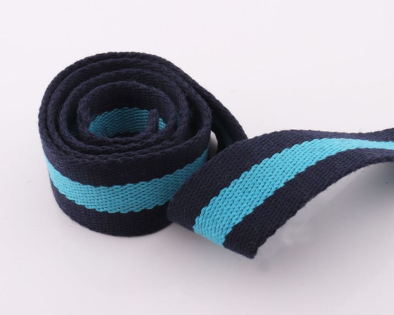 Blue Fabric Webbing -2 yard x 38mm-Stripes Straps Webbing Canvas Webbing  Key Fobs Strap Webbing Bag Strap