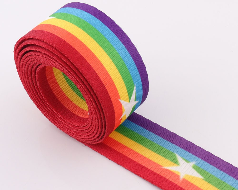 Rainbow Webbing Striped 50mm Soft Webbing 2 Inch Ribbon for Dog