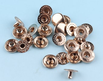 Snap fastener -50sets botones de presión de oro claro Botón de ropa snap botón de costura bolso bolso artesanía