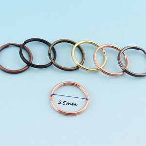 Anillo de llavero de oro rosa 30pcs 25mm Anillo de salto de anillo grande Anillo de llavero de metal Anillo dividido para llavero Hallazgos de llavero al por mayor