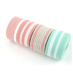 Baby Pink Stripes Webbing 32mm Canvas Purse Strap Green Fabric belt White Webbing Strap Cotton Webbing dog collar Webbing Bag Strap