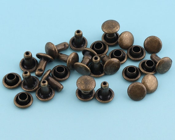50sets 8*7mm Black Rivets Metal Grommet Rivet Button Double Capped Rivets Double Head Purse Notions Rivet Studs for Bag Belt