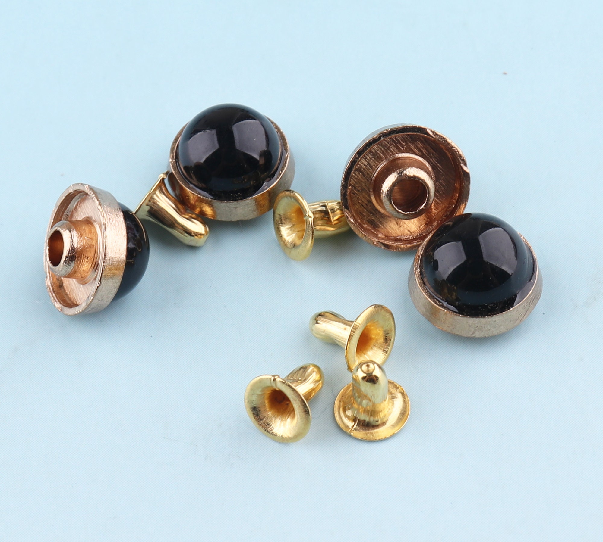 Black Double Caped Rivets 10mm Rivets With 3 Setting Tools Metal Button ...