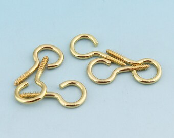 Screw Eye Hook 100 pcs 25*12 mm Gold Screw Eye pins for Pendants Metal Screw Eye Pins Eye Screw Bails Jewelry Making