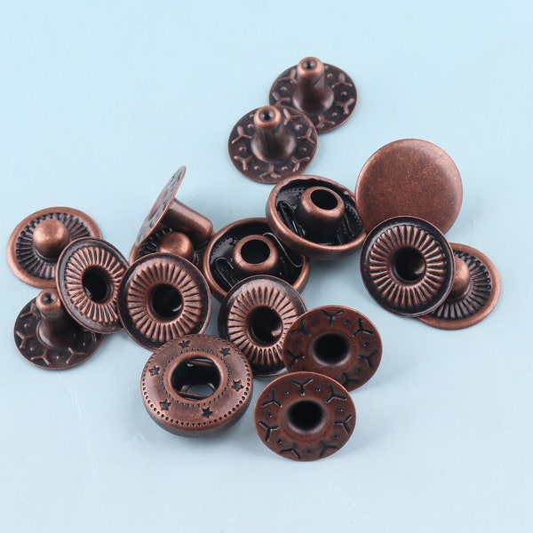 Copper Snap Buttons 50sets 10mm/12mm snap Studs Spring Popper Clothing button coat metal buttons Leather Fasteners sewing fastener