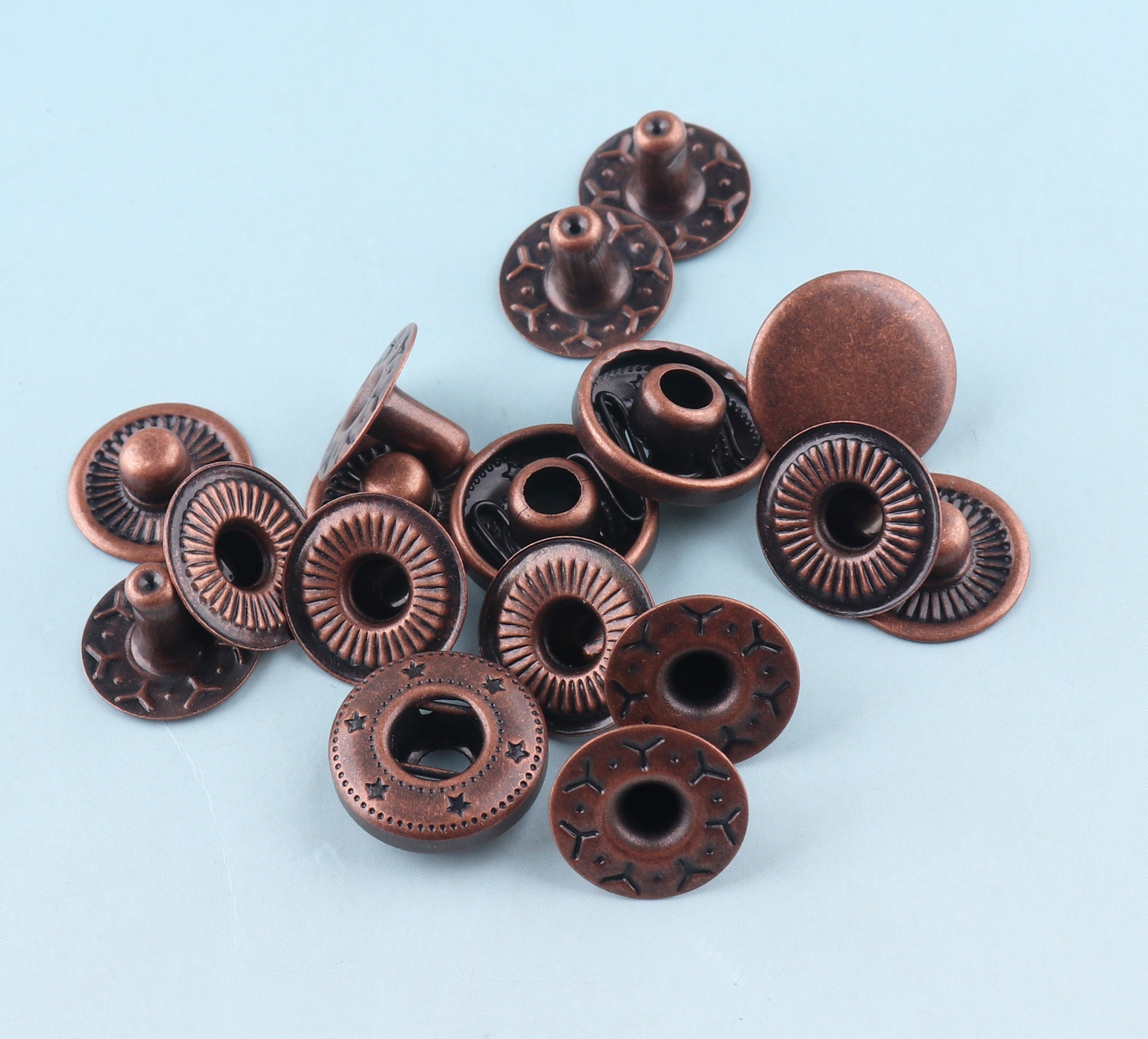 All in ONE Copper Press Studs Snap Fasteners Poppers Sewing Clothing Snaps  Button (Antique Bronze 10MM)