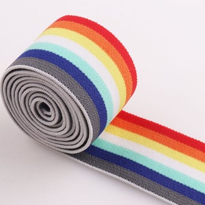 Bunte elastische Gurtband 38mm Paddy Webbing farbige Streifen Riemen Regenbogen Stretch Webbing Gürtel Leine Webbing für Tasche