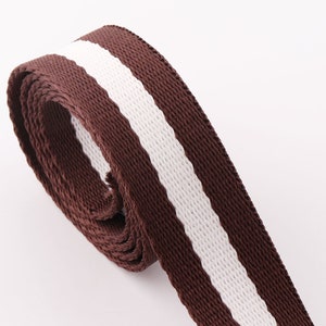 Cotton Webbing 25mm Key fobs strap Broown Stripes Straps Webbing Canvas Webbing belt Leash Webbing for Totes, Backpacks,Bag