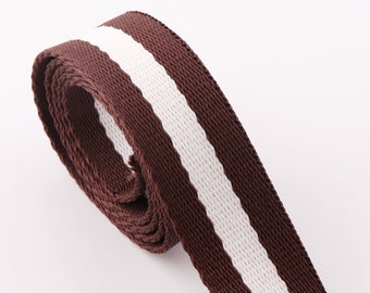 Cotton Webbing 25mm Key fobs strap Broown Stripes Straps Webbing Canvas Webbing belt Leash Webbing for Totes, Backpacks,Bag