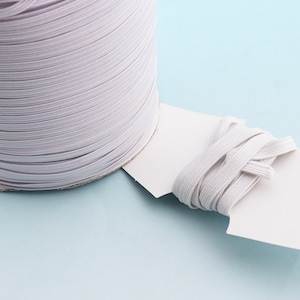 Flat Elastic cord for mask 50yards 6mm(1/4") Elastic Cord Spool White Elastic Bands Sewing (just this listing)