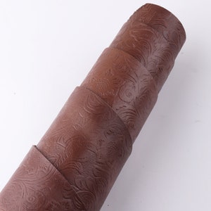 Brown Leather Pieces 12&quot; Genuine Leather sheets Flower Leather Crafts Real Leather Supplies DIY Leather Scrap for Jewelry