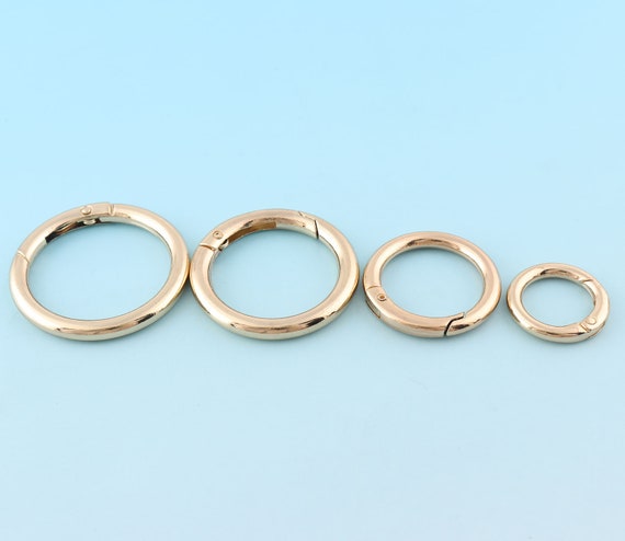 17-35mm Round O Ring Gate Gold Spring Snap Hook Gate O Ring Metal Snap Clasp Webbing Hook Bag Clasp Spring Buckle for Purse Bag 6pcs