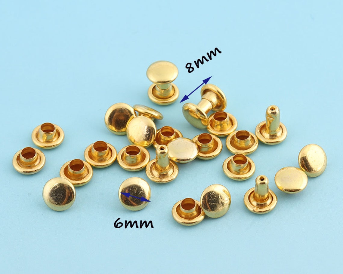 Mini Golden Rivets 86mm Metal Button Double Capped Rivets Etsy