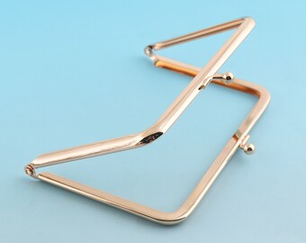 Mini Purse Frame 13*8.5cm Light Rose gold Purse Frame with rings Bag Frame Arched Curved Metal  Coin Purse Frame Handbag accessories
