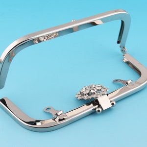 Silver Bag Frame 16 * 5.5cm Diamond Purse Frame Bow Clutch Clasp Arched Purse Frame Handbag Charming Jewelry Frame