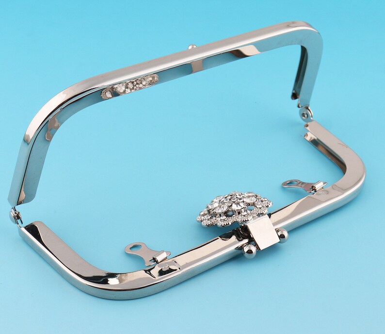 5.5cm Diamond Purse Frame Bow Clutch Clasp Arched Purse Frame Handbag Charming Jewelry Frame Silver Bag Frame 16