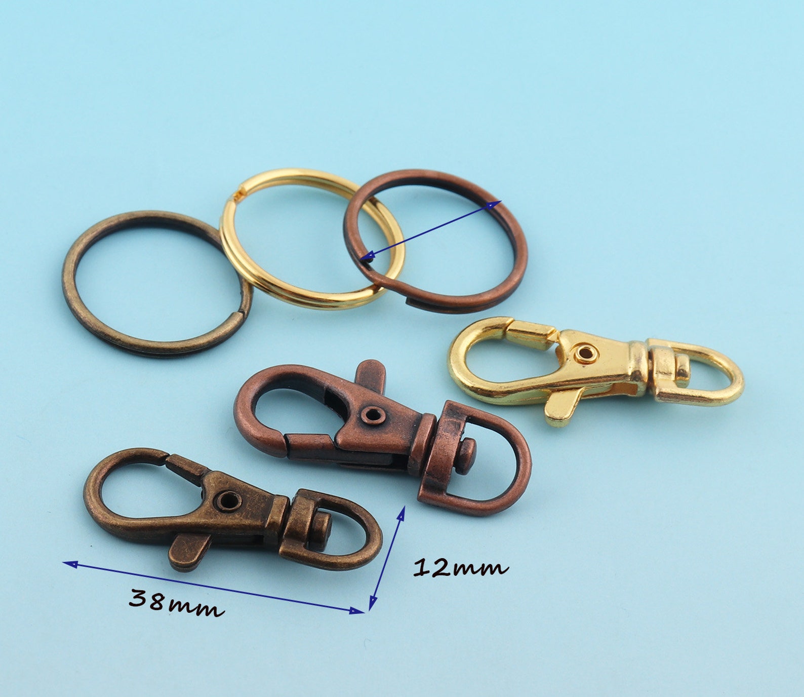 Swivel Clasp With Key Rings 15pcs 38mm Spring Buckle Snap Hook Etsy UK