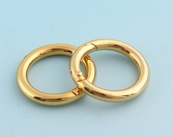 Golden Spring Hook 6pcs 20mm Push Gate Snap Hook O ring Large Key Chain Metal Clasp for Leather and Fabric