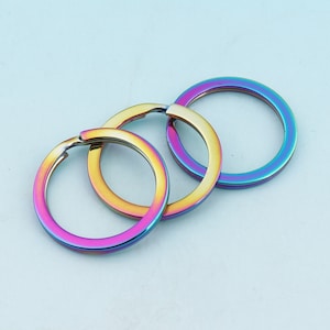 Rainbow Keyring 6 pcs 25 mm O Ring Jump Ring Flat Key Fob Ring Metal Split Ring for Key Chain Wholesale Key Ring Findings