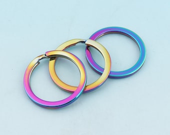 Rainbow Keyring 6 pcs 25 mm O Ring Jump Ring Flat Key Fob Ring Metal Split Ring for Key Chain Wholesale Key Ring Findings