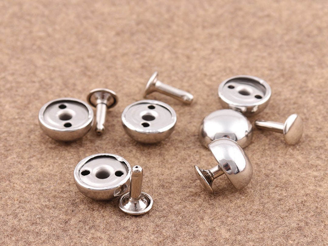 20sets 14mm Silver Rivets Metal Button Double Capped Rivets Double Head ...
