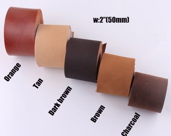 Cowhide Leather Strap 2"(50mm) Brown Leather Strips  20-60inches Long Leather strips Genuine Leather Strap Bag Straps Belt Straps