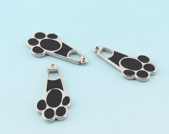 Zwarte rits trekker of hanger 27mm lederen zip puller metalen rits bevestiger Slider voor zip hoofd portemonnee maken van hardware 10 stuks